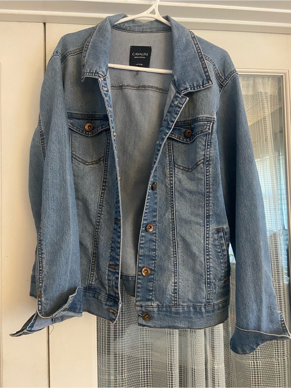 Cavalini Washed Light Blue Denim Trucker Jacket